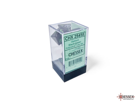 Opaque Black/green Polyhedral 7-Dice Set