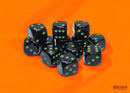 Opaque Black/green 16mm d6 Dice Block (12 dice)-1
