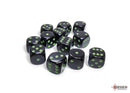 Opaque Black/green 16mm d6 Dice Block (12 dice)-2