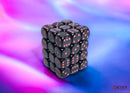 Opaque Black/pink 12mm d6 Dice Block (36 dice)-1