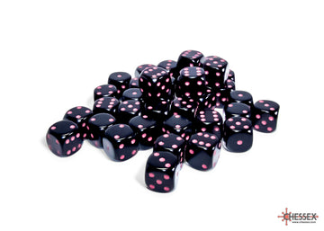 Opaque Black/pink 12mm d6 Dice Block (36 dice) - 0