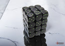 Opaque Black/green 12mm d6 Dice Block (36 dice)-1