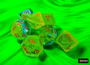 Gemini Plasma Green-Teal/orange Luminary Polyhedral 7-Dice Set-1
