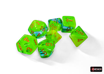 Gemini Plasma Green-Teal/orange Luminary Polyhedral 7-Dice Set - 0