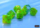 Gemini Plasma Green-Teal/orange Luminary Polyhedral 7-Dice Set-3