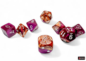 Gemini Copper-Purple/white Polyhedral 7-Dice Set (with bonus die) - 0