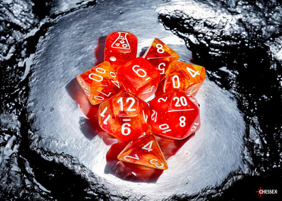 Nebula Molten/white Luminary™ Polyhedral 7-Dice Set (with bonus die)