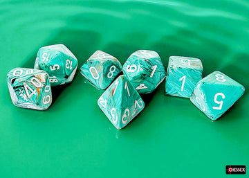 Marble Mega-hedral Oxi-Copper/white 7-Die Set - 0