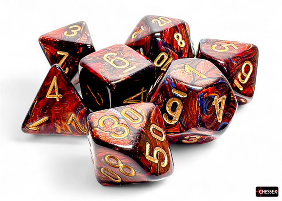 Chessex - Scarab Mega-hedral Blue Blood/gold 7-Die Set