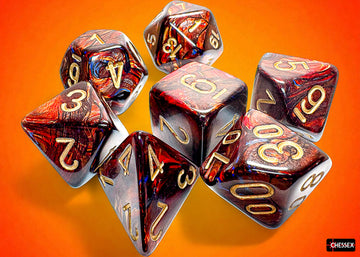 Chessex - Scarab Mega-hedral Blue Blood/gold 7-Die Set