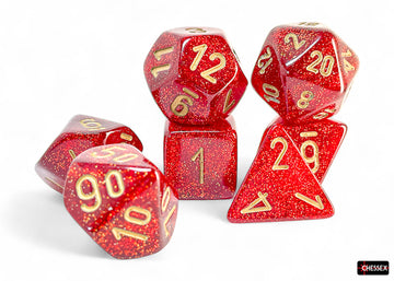 Glitter Mega-hedral Ruby/gold 7-Die Set - 0