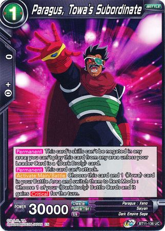 Paragus, subordinado de Towa (BT11-136) [Línea de sangre Vermilion] 