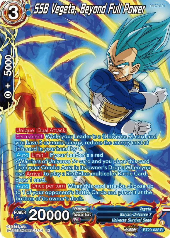 SSB Vegeta, Beyond Full Power (Lámina plateada) (BT20-032) [Poder absorbido] 