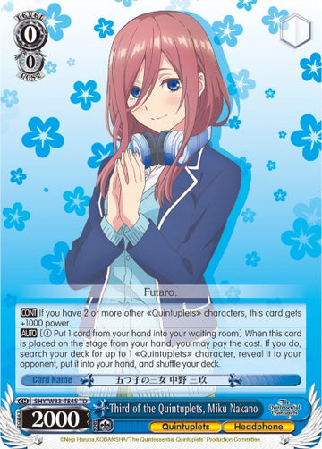 Tercera de las Quintillizas, Miku Nakano (5HY/W83-TE45 TD) [Las Quintillizas por excelencia] 
