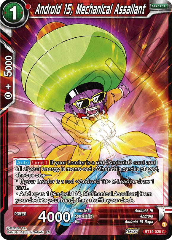 Androide 15, Asaltante mecánico (BT19-025) [Ambición del luchador] 