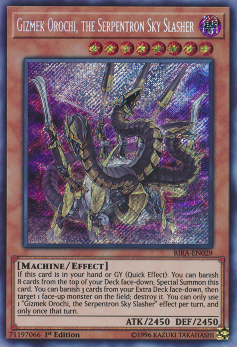 Gizmek Orochi, el Serpentron Sky Slasher [RIRA-EN029] Secreto Raro 