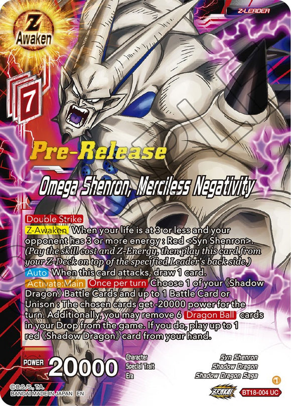 Omega Shenron, Merciless Negativity (BT18-004) [Promociones de prelanzamiento de Dawn of the Z-Legends] 
