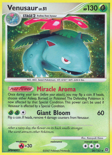 Venusaur (20/132) (Exclusiva de la baraja temática) [Diamante y Perla: Maravillas secretas] 