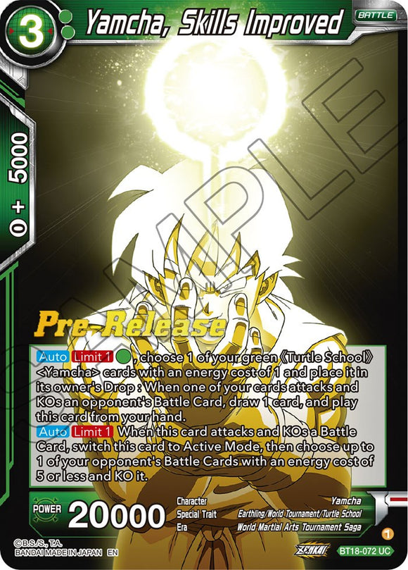 Yamcha, habilidades mejoradas (BT18-072) [Promociones de prelanzamiento de Dawn of the Z-Legends] 