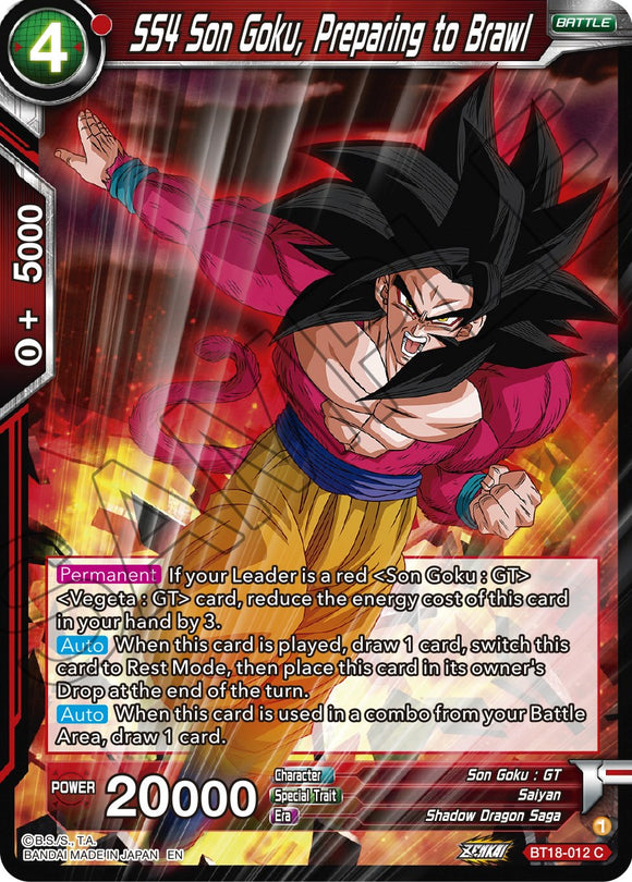 SS4 Son Goku, preparándose para la pelea (BT18-012) [El amanecer de las Z-Leyendas] 