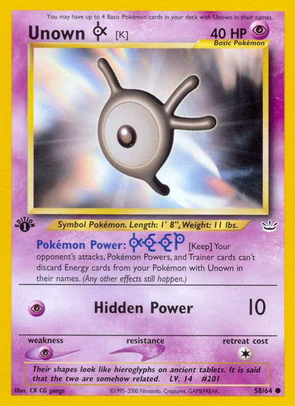 Unown [K] (58/64) [Neo Revelation 1.ª edición] 