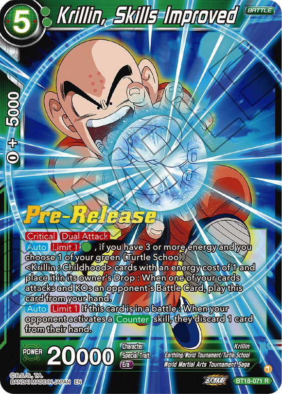 Krillin, habilidades mejoradas (BT18-071) [Promociones de prelanzamiento de Dawn of the Z-Legends] 