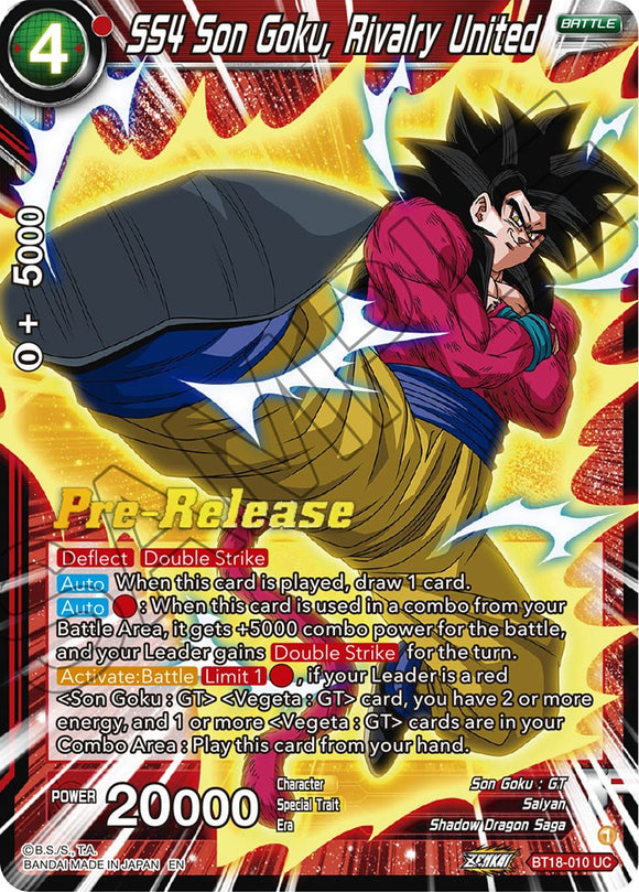 SS4 Son Goku, Rivalidad unida (BT18-010) [Promociones de prelanzamiento de Dawn of the Z-Legends] 