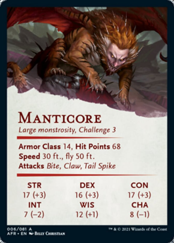 Tarjeta de arte de Manticore [Serie de arte de Dungeons &amp; Dragons: Adventures in the Forgotten Realms] 