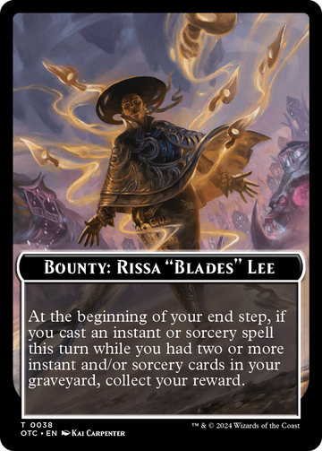 Recompensa: Rissa "Blades" Lee // Ficha de dos caras con reglas de recompensa [Fichas de comandante de Outlaws of Thunder Junction] 