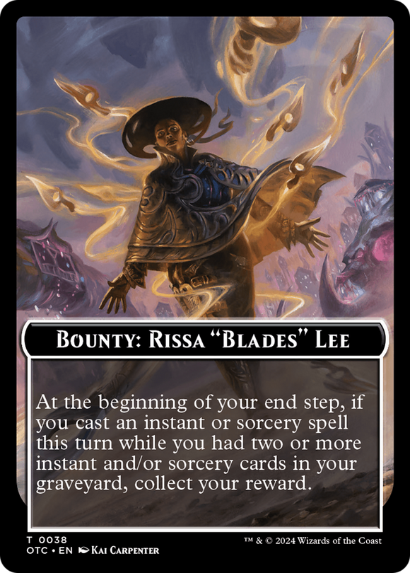 Recompensa: Rissa "Blades" Lee // Ficha de dos caras con reglas de recompensa [Fichas de comandante de Outlaws of Thunder Junction] 