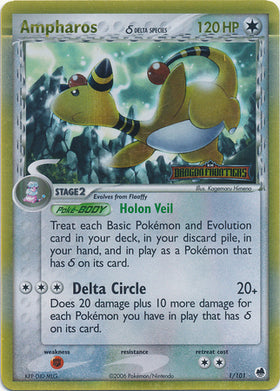 Ampharos (1/101) (Especie Delta) (Estampado) [EX: Dragon Frontiers] 