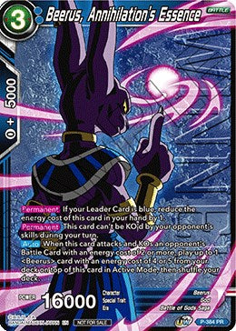 Beerus, esencia de la aniquilación (paquete de torneo vol. 8) (ganador) (P-384) [Tarjetas de promoción de torneo] 