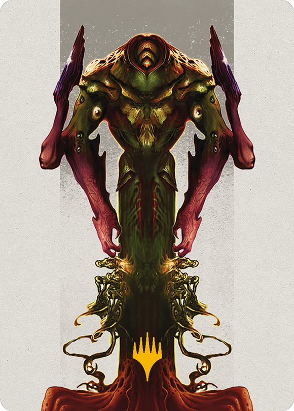 Tarjeta de arte de Kozilek, la realidad rota (símbolo de Planeswalker con sello dorado) [Serie de arte Modern Horizons 3] 