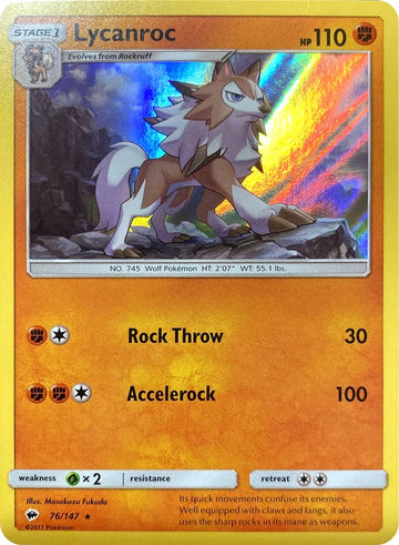 Lycanroc (76/147) (Red de agua holográfica) [Sol y Luna: Sombras ardientes] 