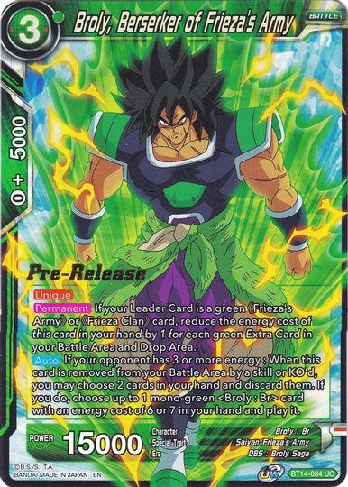 Broly, Berserker del ejército de Freezer (BT14-084) [Promociones de prelanzamiento de Cross Spirits] 