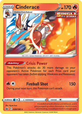 Cinderace (028/198) (Exclusivo del mazo temático) [Sword &amp; Shield: Chilling Reign] 