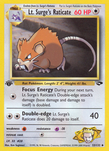 Raticate del teniente Surge (53/132) [Desafío de gimnasio, 1.ª edición] 