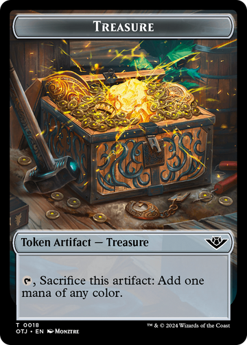 Dragon Elemental // Treasure Double-Sided Token [Outlaws of Thunder Junction Commander Tokens] - 0