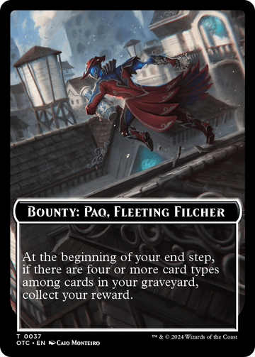 Recompensa: Paq, Filcher fugaz // Ficha de dos caras de las reglas de recompensa [Fichas de comandante de Outlaws of Thunder Junction] 