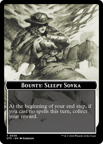 Recompensa: Sovka soñolienta // Ficha de dos caras con reglas de recompensa [Fichas de comandante de Outlaws of Thunder Junction] 