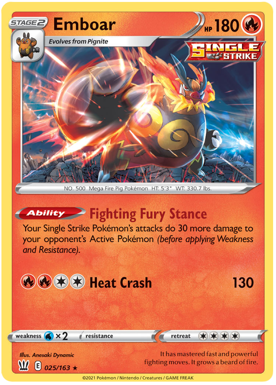 Emboar (025/163) [Espada y escudo: estilos de batalla] 