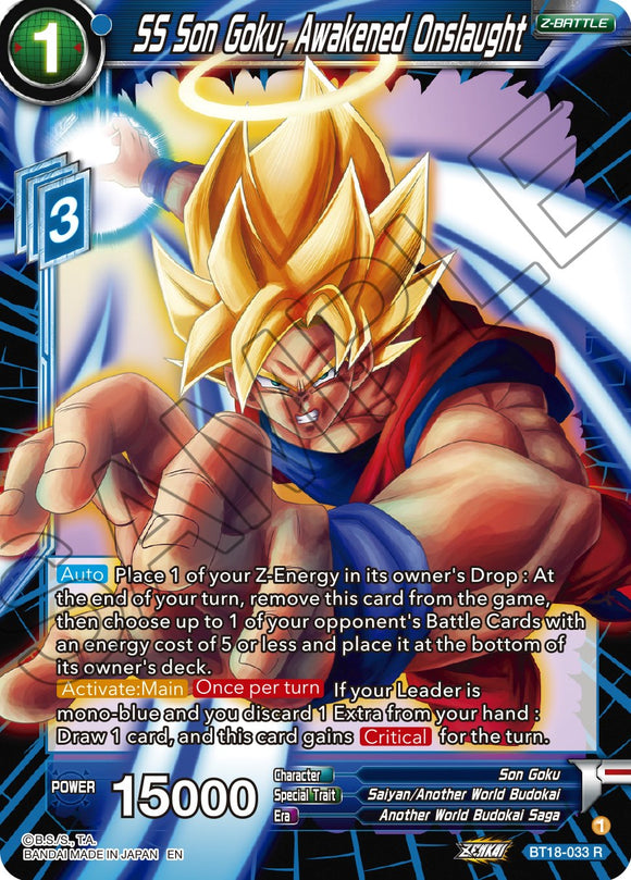 SS Son Goku, Awakened Onslaught (BT18-033) [El amanecer de las Z-Legends] 
