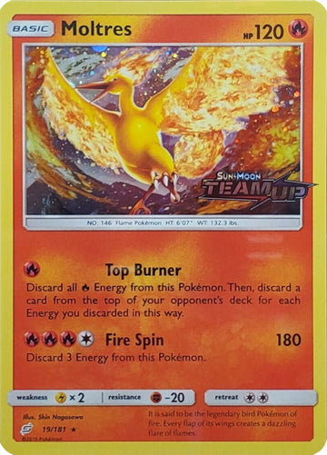 Moltres (19/181) (Estampado) [Sol y Luna: Formen equipo] 