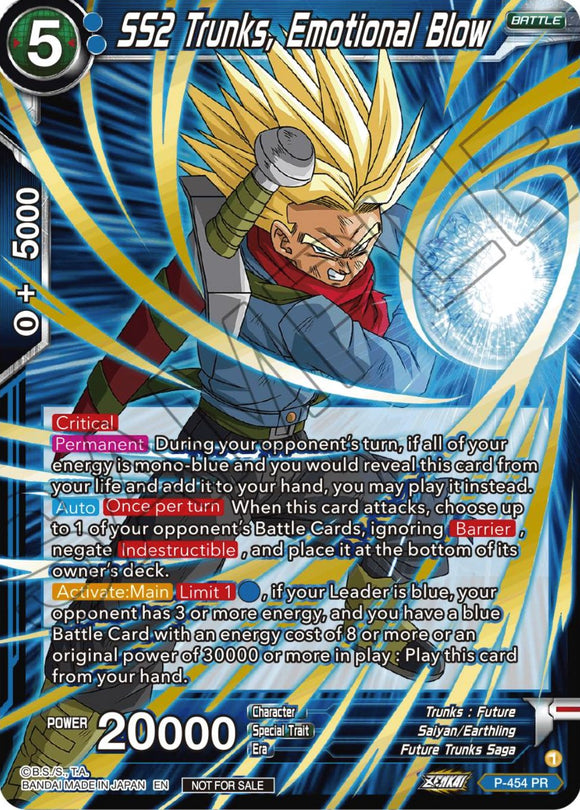 SS2 Trunks, Emotional Blow (Paquete de selección de campeonato 2023 vol. 1) (Holo) (P-454) [Tarjetas de promoción de torneos] 
