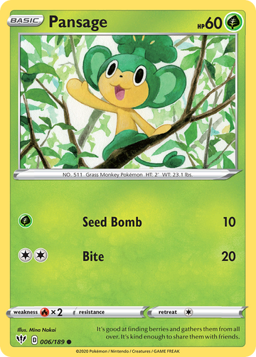 Pansage (006/189) [Espada y escudo: oscuridad en llamas] 