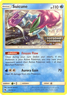 Suicune (59/214) (Pokemon legendario estampado) [Sol y Luna: Trueno Perdido] 