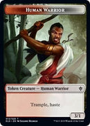 Human Warrior // Food (15) Double-Sided Token [Throne of Eldraine Tokens]-1