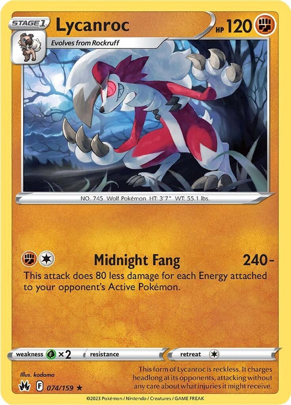 Lycanroc (074/159) [Espada y escudo: Corona Zenith] 