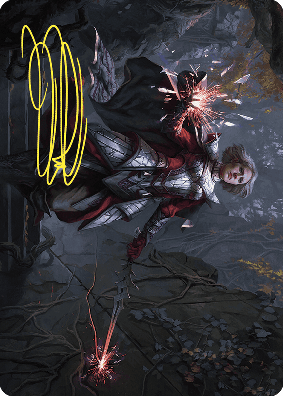 Tarjeta de arte de Rowan, vástago de la guerra (31/81) (firma estampada en oro) [Serie de arte Wilds of Eldraine] 