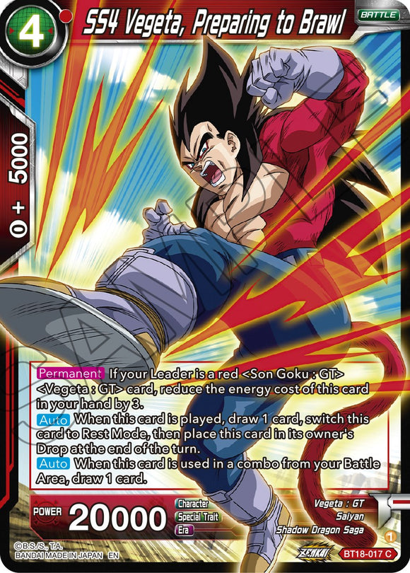 SS4 Vegeta, preparándose para la pelea (BT18-017) [El amanecer de las Z-Leyendas] 